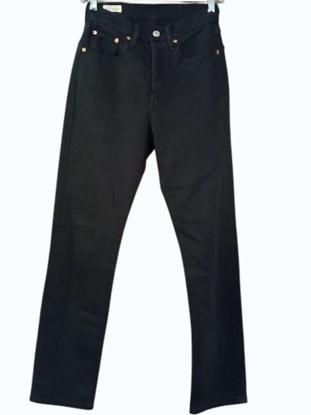 LEVI'S PREMIUM Black Jeans Stretch Straight Leg High Waist - EUC - Picture 2 of 14